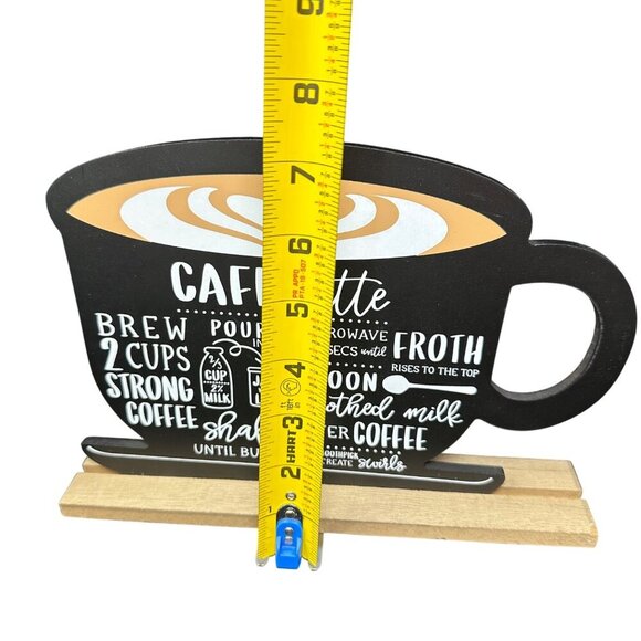 Chalkboard Café Latte Sign Coffee Bar Mug Decor Farmhouse Kitchen Eclectic 10" - Picture 3 of 9